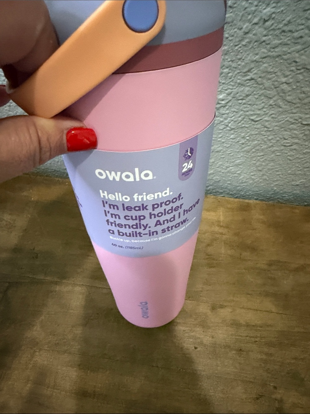 Owala Pink & Lavender Insulated Water Bottle with Carry Handle 40 oz - Picture 4 of 4